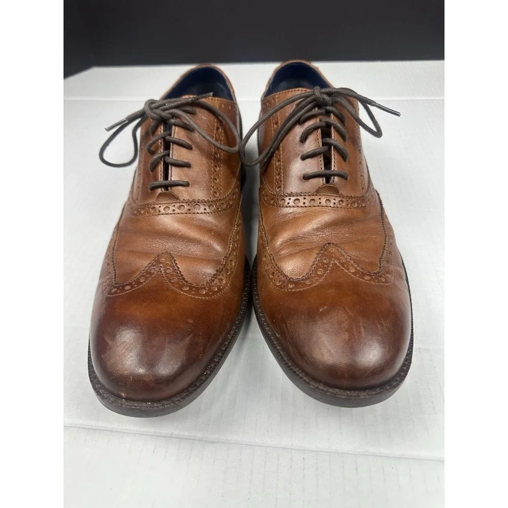 Cole Haan Mens Wayne C30687 Brown Leather Wingtip Oxford Dress Shoes Size 11 M
